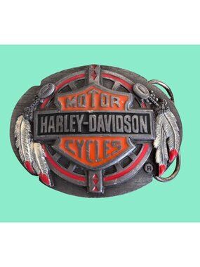 1992 Harley-Davidson Vintage Belt Buckle With Feathers Design Official Licensed